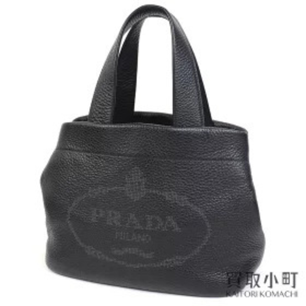 Prada Leather Tote Bag Black Soft Calfskin Perforated Handbag Nero Black